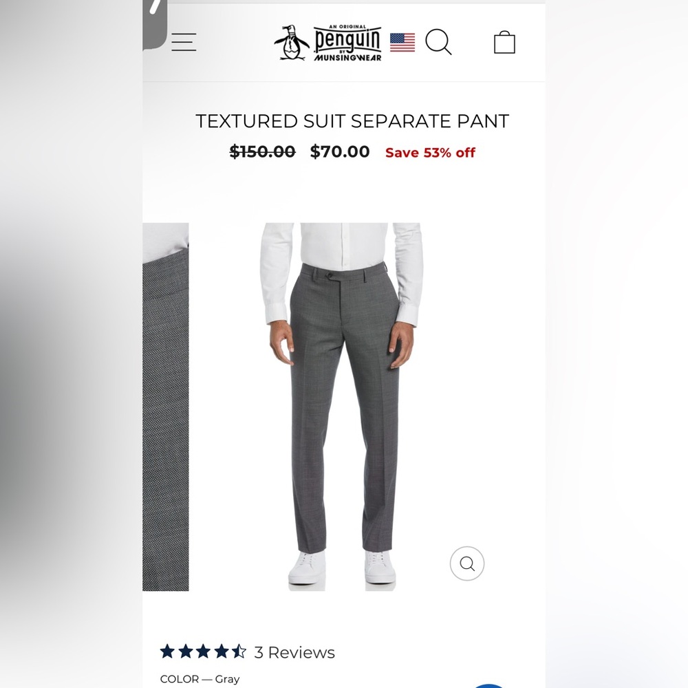 Original Penguin Men's Gray Dress Pants, 32x32 - Picture 4 of 9